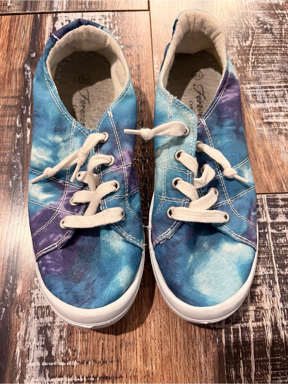 FOREVER COMFORT Blue Purple Tie-Dye Pull On Sneakers 8.5